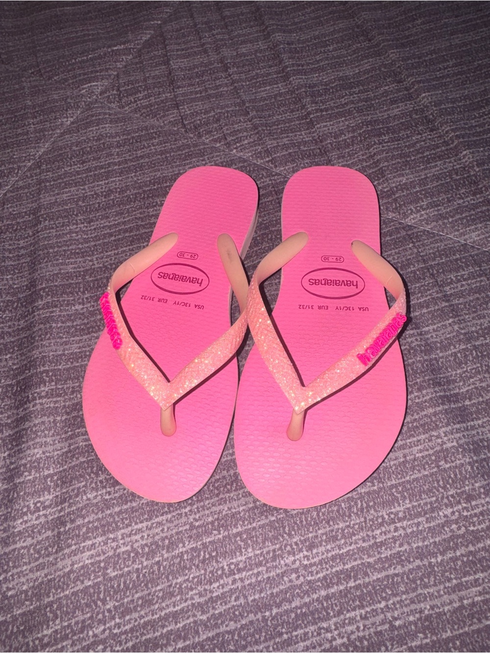 Havaianas Bright Pink Glitter Strap Flip Flops
